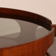 Round coffee table  Frame in plywood- top in smoked glass  Italy - 1960's