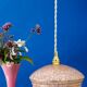Vintage pink and gold clichy glass lampshade pendant light