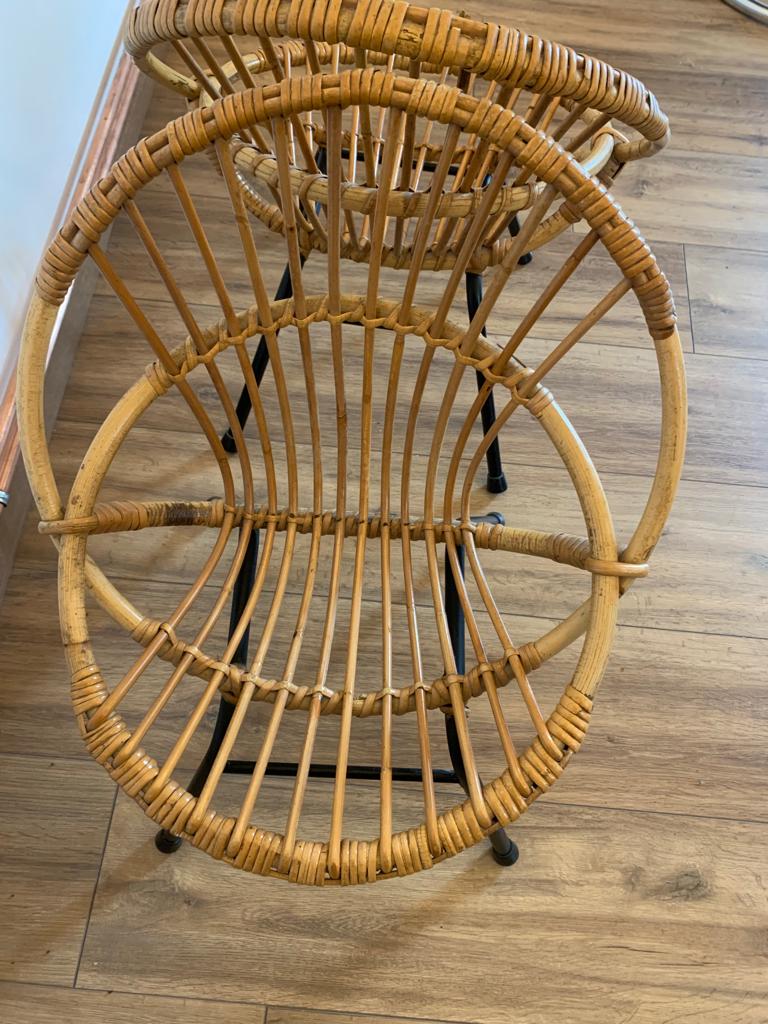 Pair of rattan armchairs for children