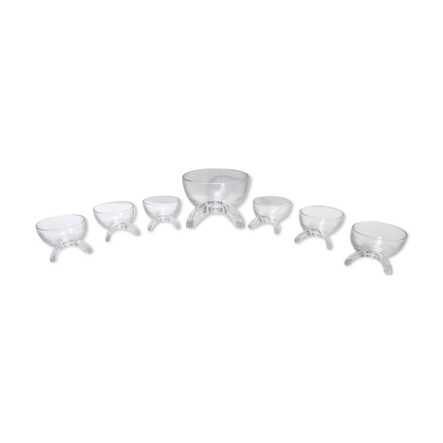 Set of Seven Crystal Serving Bowls by Taddei Sestini for Kristall Krisla