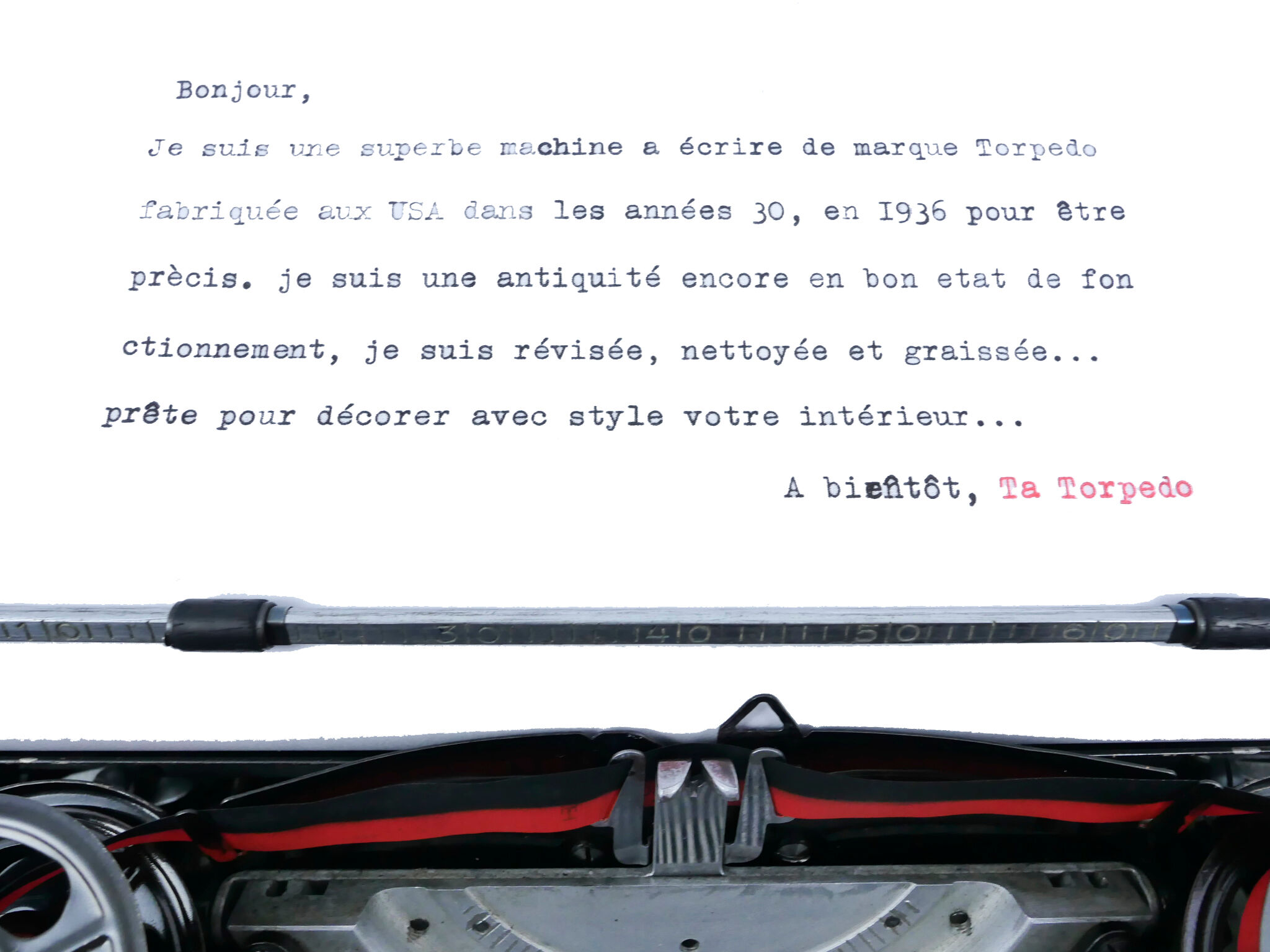 Brilliant black torpedo typewriter 1936