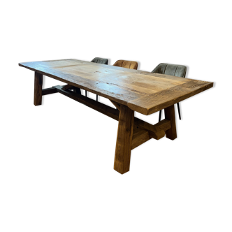 Table de ferme en chêne massif ancien Tower – 303 × 110 cm