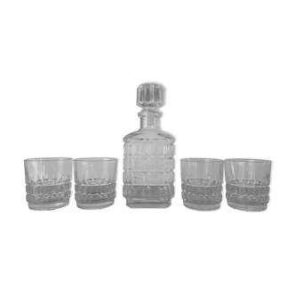 Vintage whiskey decanter and glasses