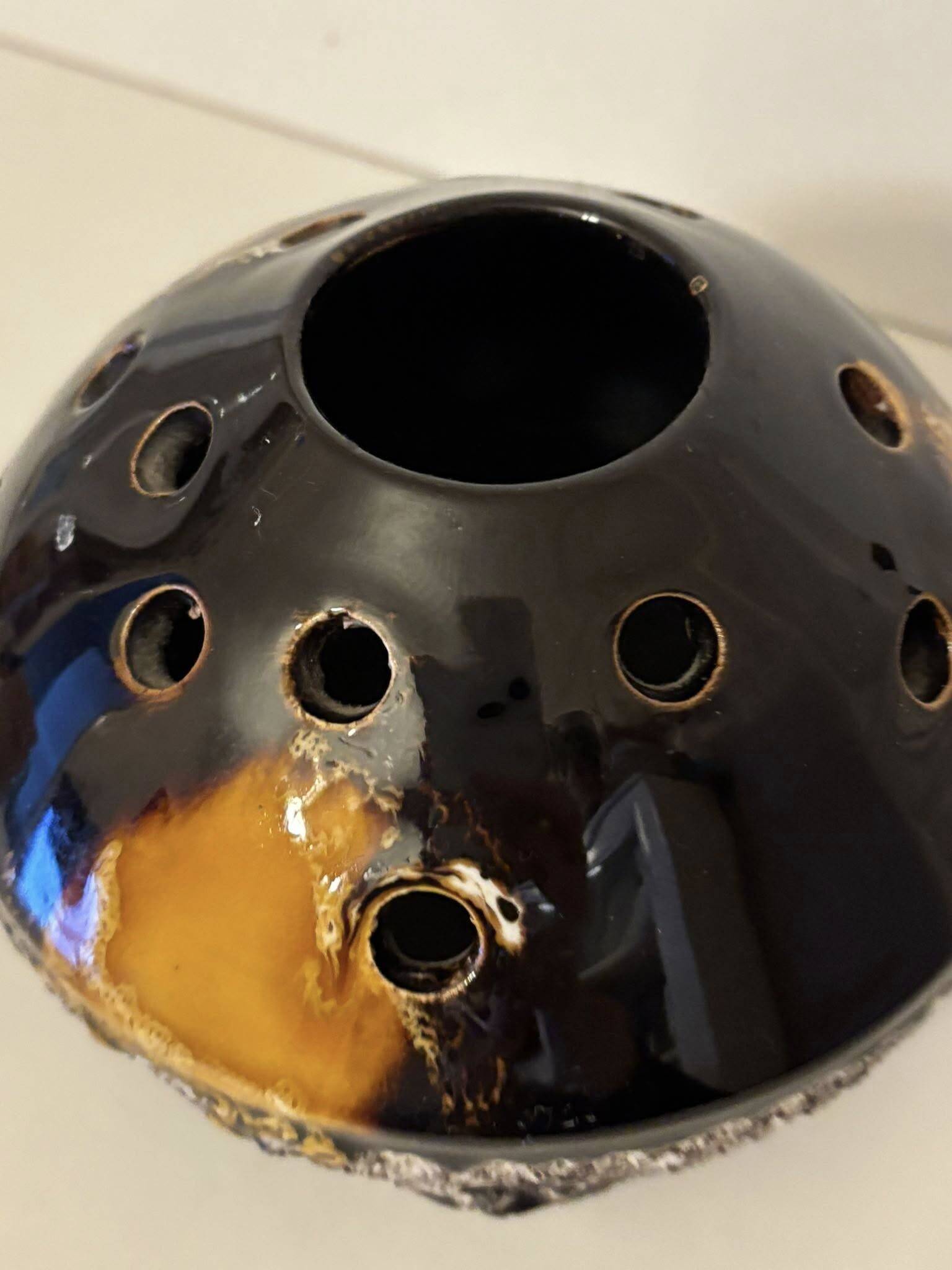 Antique Fat Lava Ceramic Flower Pick