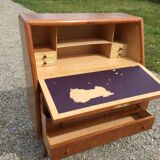 Vintage secretary desk, known as donkey's back, in cherry wood, Italian by Marelli & Fratelli.