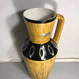 Former vase Scheurich europ linie ceramics beige - black - anse germany vintage