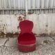 Vintage burgundy velvet armchair with fringes – theatrical and elegant