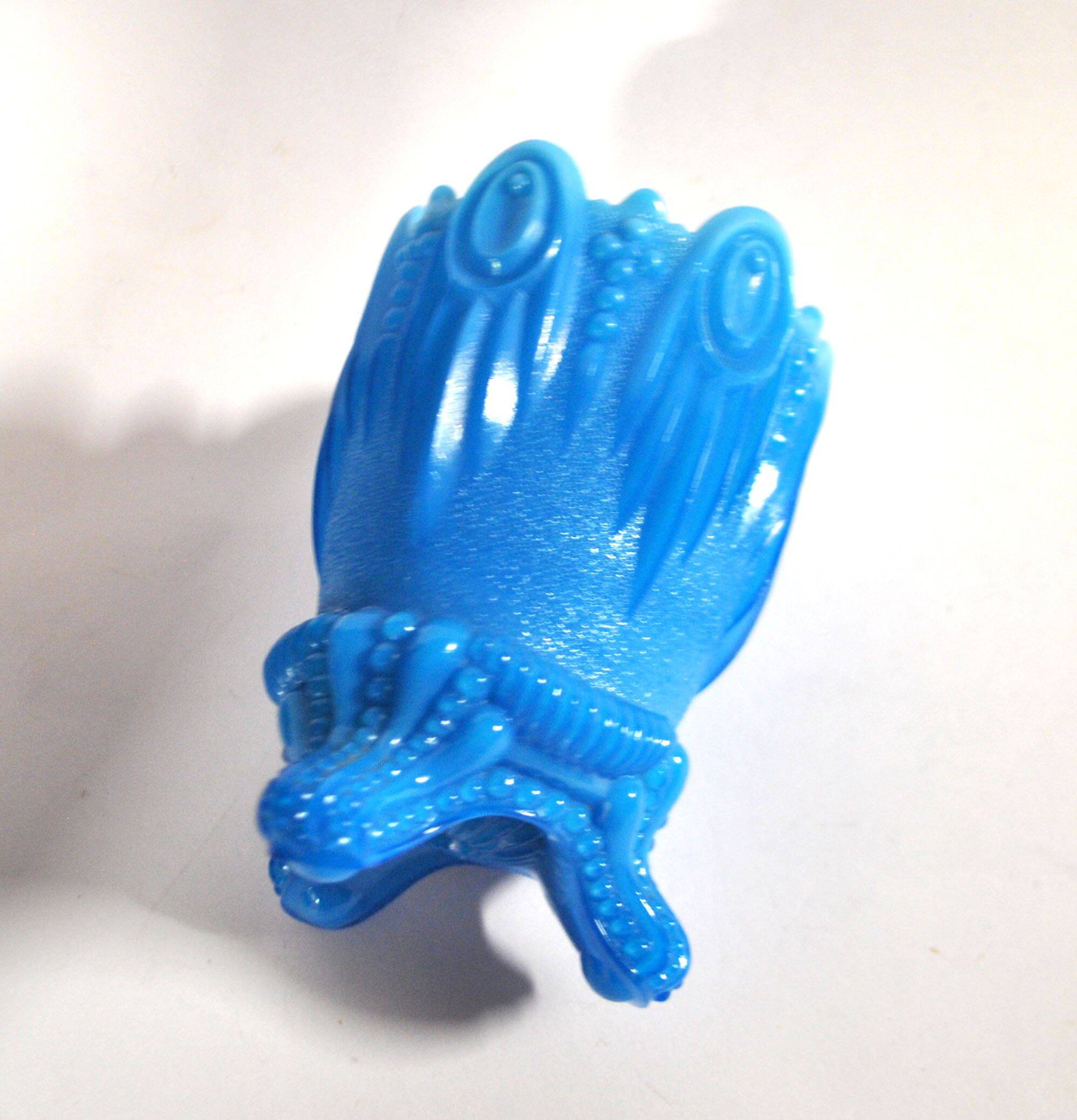 Portieux Gothic opaline goblet candle holder in blue opaline signed - 1910