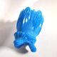 Portieux Gothic opaline goblet candle holder in blue opaline signed - 1910