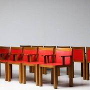 A masterpiece of Italian modernism: eleven Aldo Rossi red Teatro arm chairs