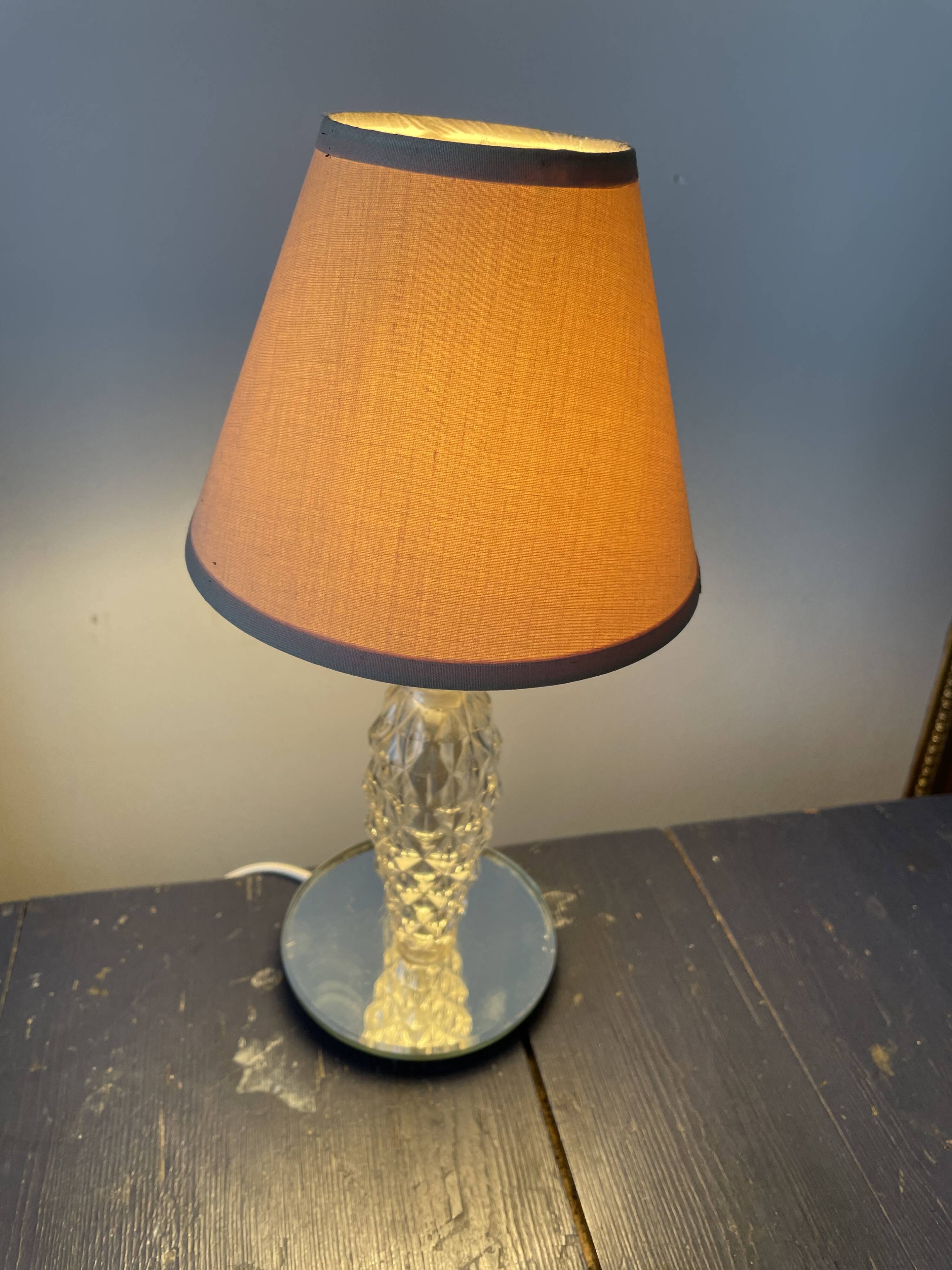 Old glass and mirror table lamp from the 1930s