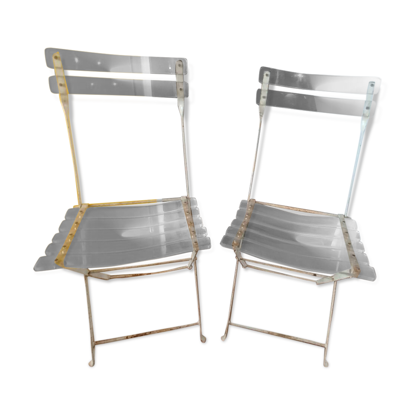 Pair of vintage folding chairs "The Invisibles" by Lebovici and Berthet