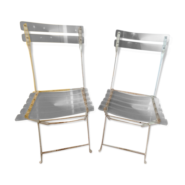 Paire de Chaises pliantes vintage ''Les invisibles'' Lebovici et Berthet