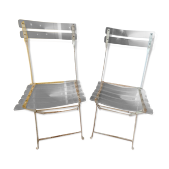 Pair of vintage folding chairs "Les invisibles" Lebovici and Berthet