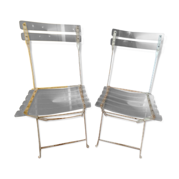 Pair of vintage folding chairs "The Invisibles" by Lebovici and Berthet