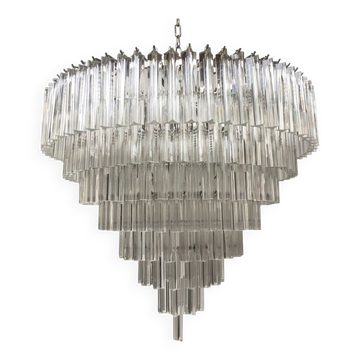 Clear triedro murano glass chandelier