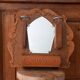 Vintage oak entrance mirror and its brushes - 1940s / 1950s