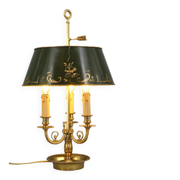 Lampe Bouillotte en Bronze Doré de Style Louis XVI Trois Lumières