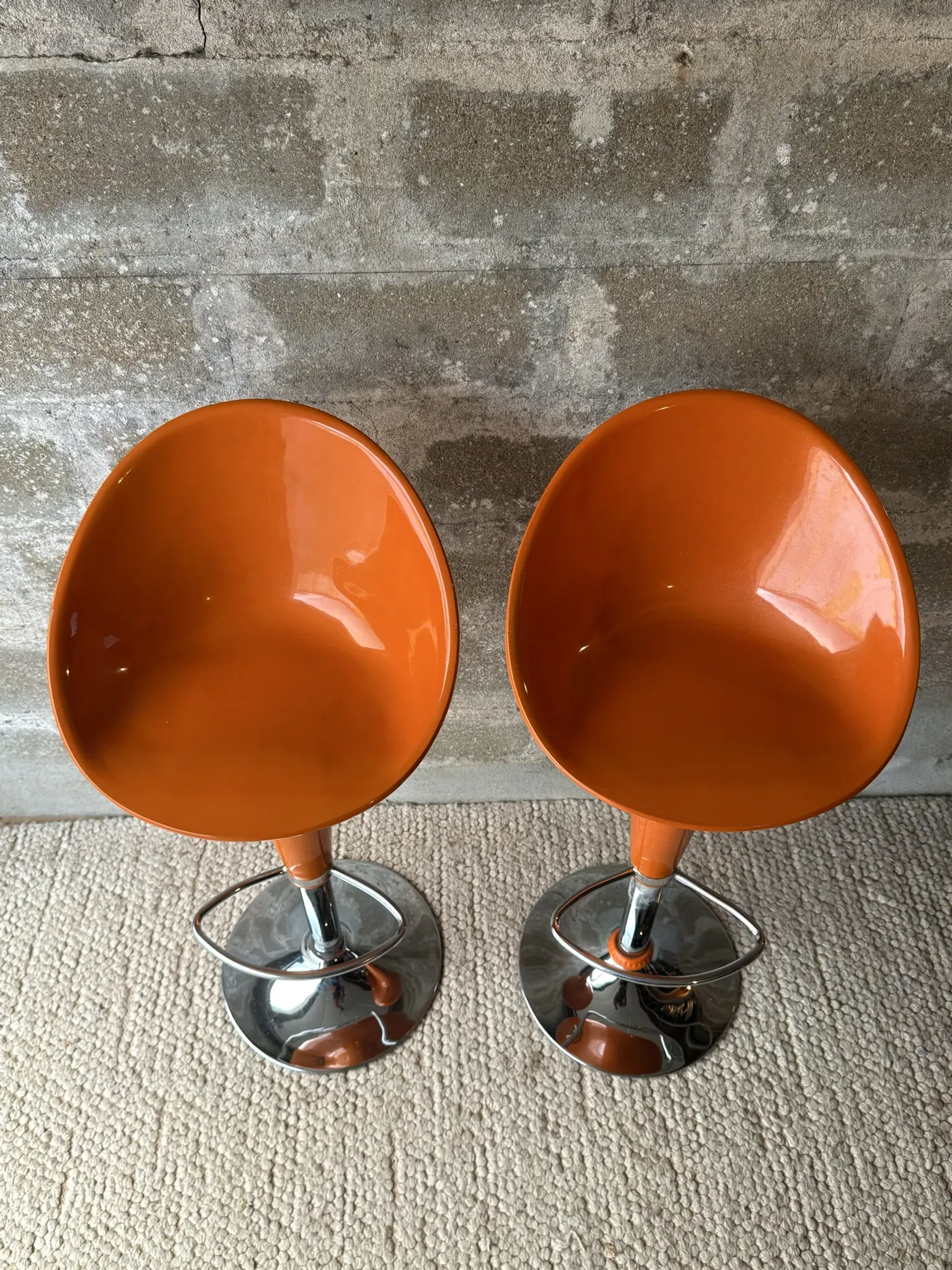 Vintage orange bar stools (x2)