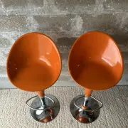 Vintage orange bar stools (x2)