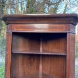 Victorian open corner cabinet in solid wood and marquetry