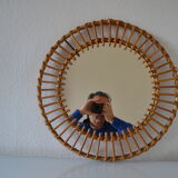 Vintage rattan sun mirror 70 years