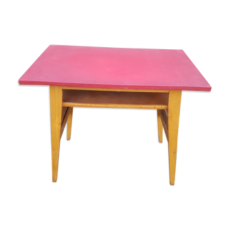 Wooden desk natural Scandinavian type, feet compass, 1960