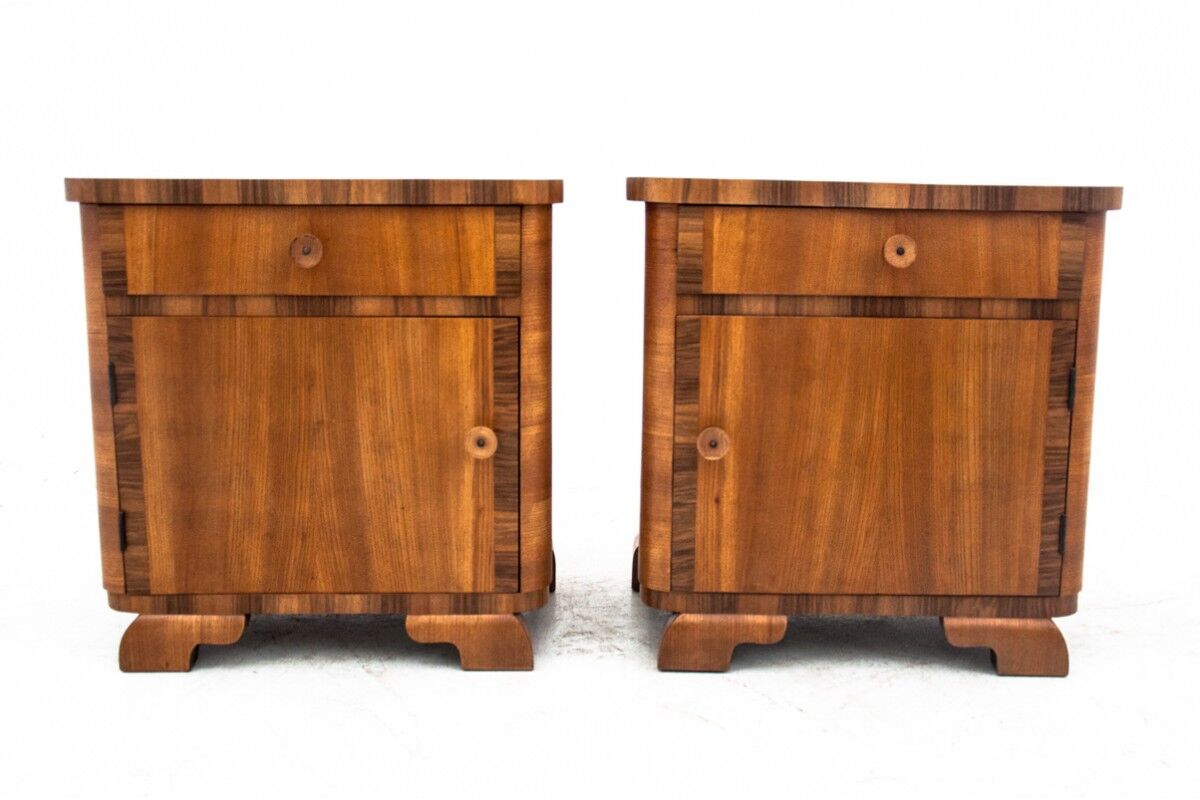 Paire de tables de chevet Art Déco, Pologne, années 1950