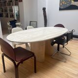 Vintage travertine table, Roche Bobois, France 1970