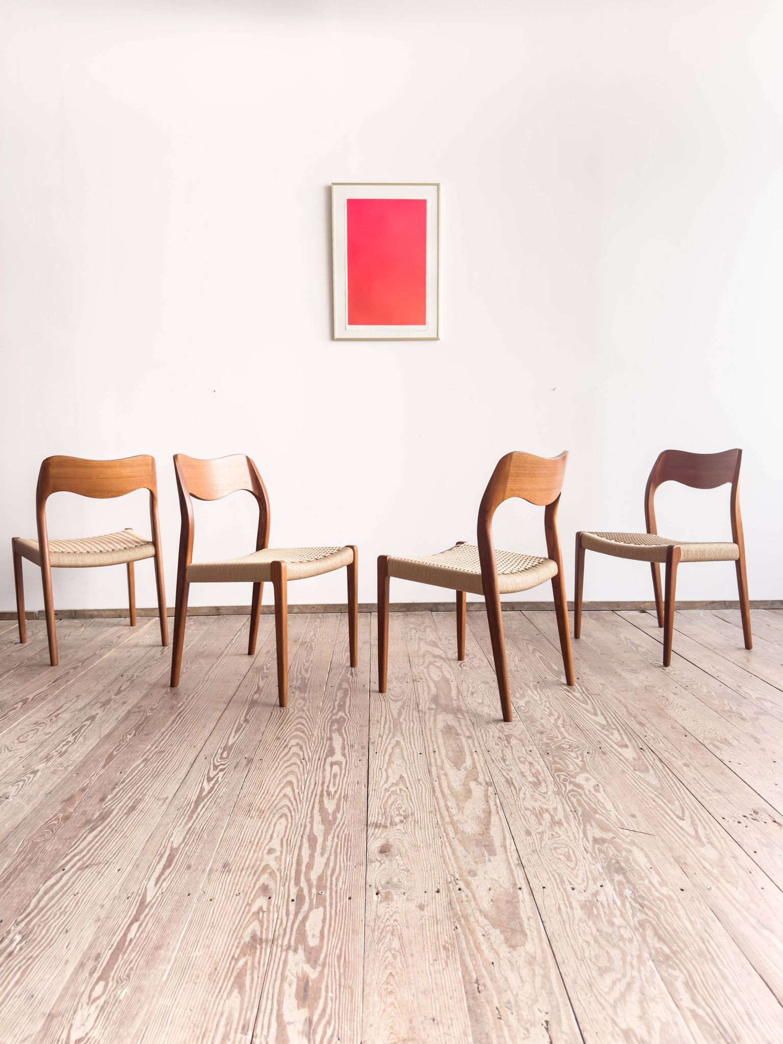 Set of 4 chairs 71 in teak by Niels O. Møller, JL Moller, Mid Century