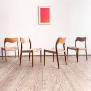 Set of 4 chairs 71 in teak by Niels O. Møller, JL Moller, Mid Century
