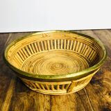 Large rattan and brass basket by Gabriella Crespi. Italy. 1970