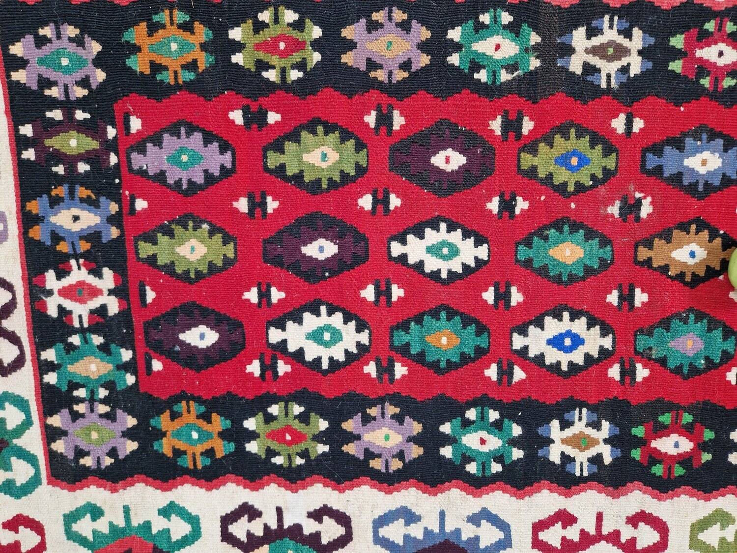 Tapis mural boho vintage Kelim, années 1950