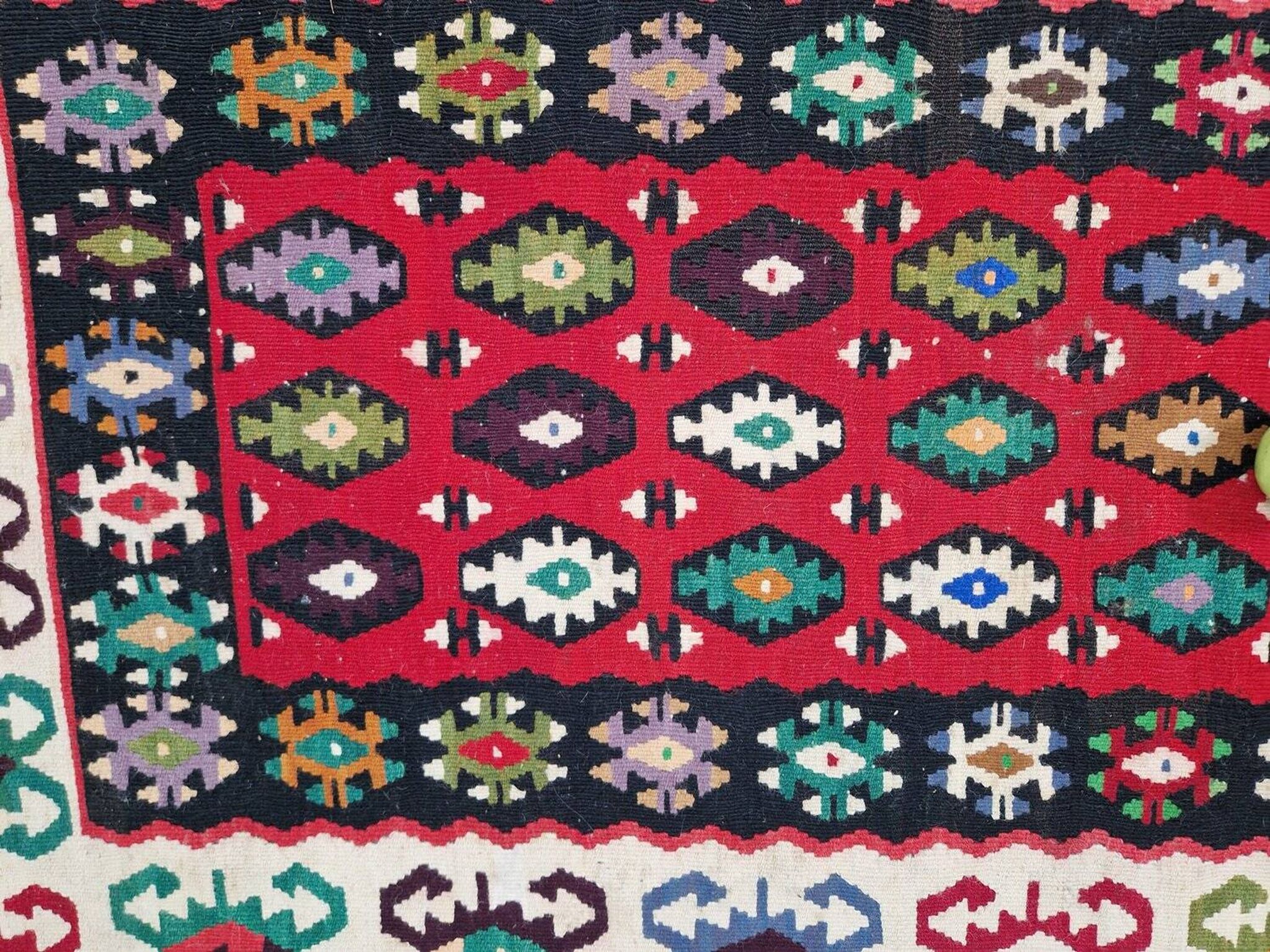 Tapis mural boho vintage Kelim, années 1950