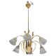 Art Deco Murano Glass and Brass Chandelier, 6 light, 1950