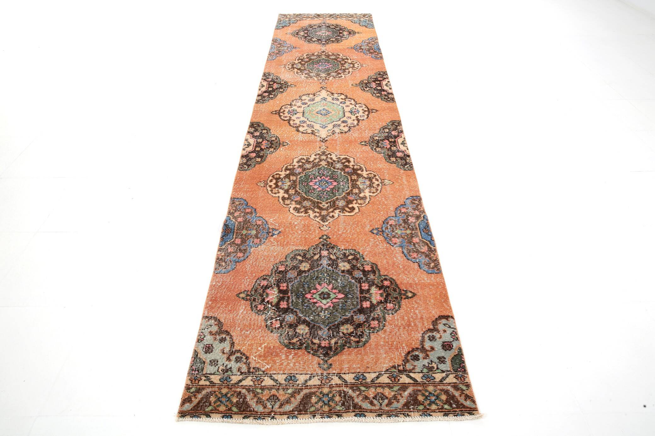 3x12 Oriental Orange Persian Runner Rug, 89x384Cm