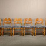 Henning Kjærnulf Set of 6 Razorblade Dining Chairs in Lambswool and Oak