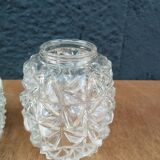 Set of 3 glass-carved glass globes for suspension