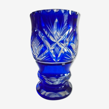 Vase coloré bleu en cristal