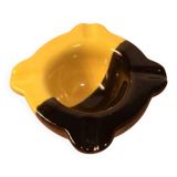 Cendrier céramique bicolore jaune et noir années 50 vintage