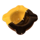 Two-tone ceramic ashtray in yellow and black, vintage 1950s.