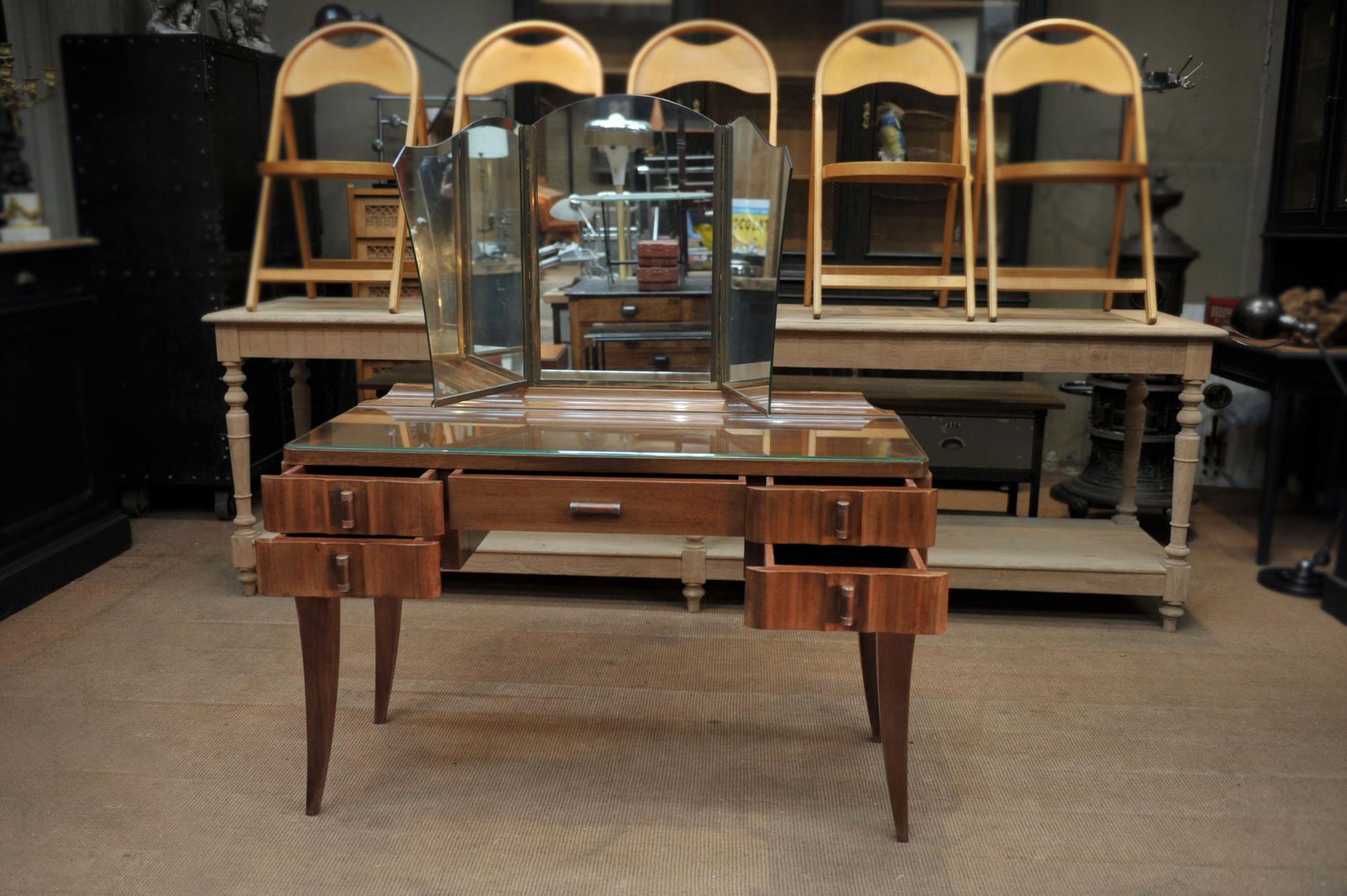 Coiffeuse en acajou massif par Gaston Poisson vers 1940