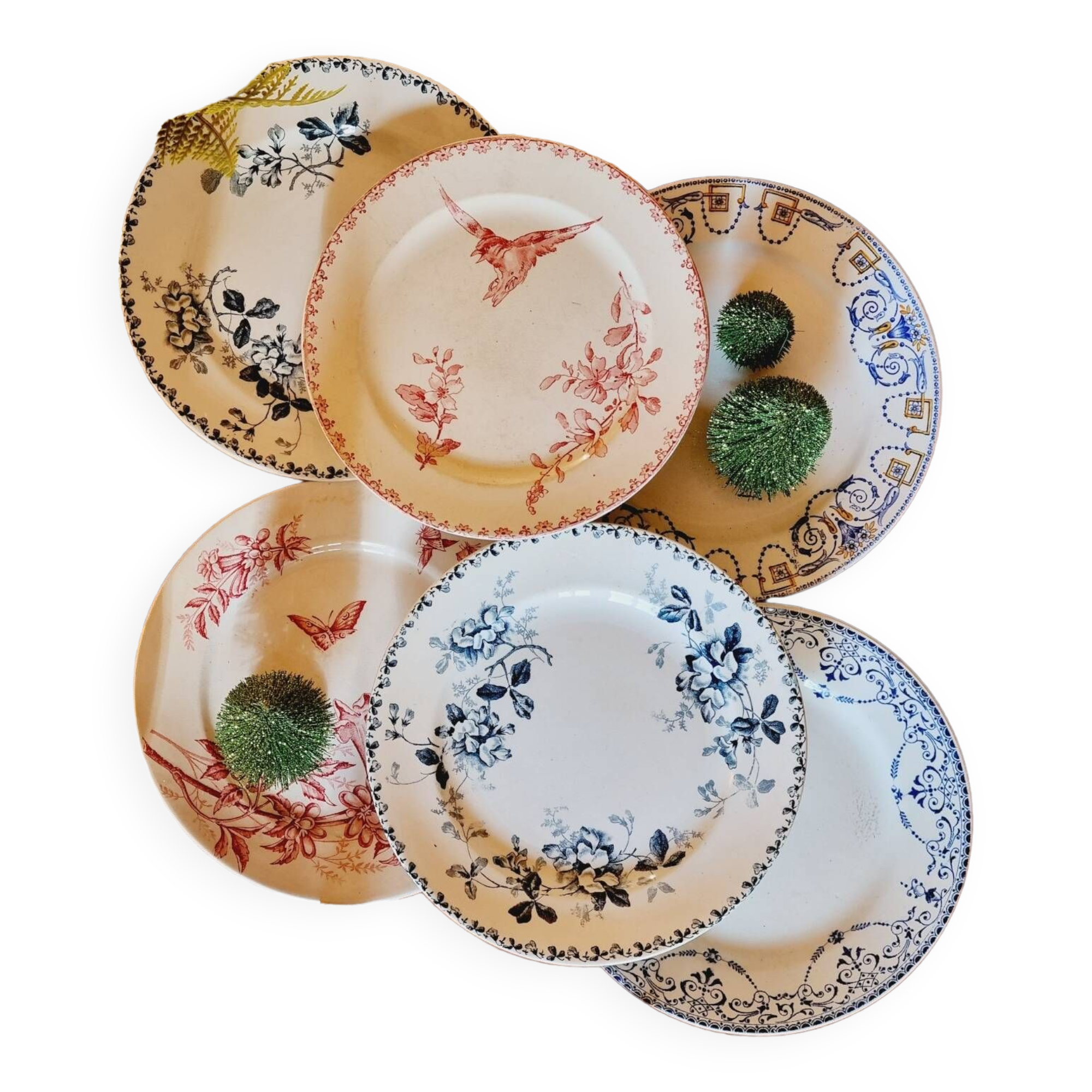 6 iron earth dessert plates lot 4