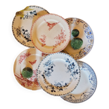 6 iron earth dessert plates lot 4