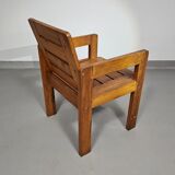 Pine wood chair 1970s with foldable seat
