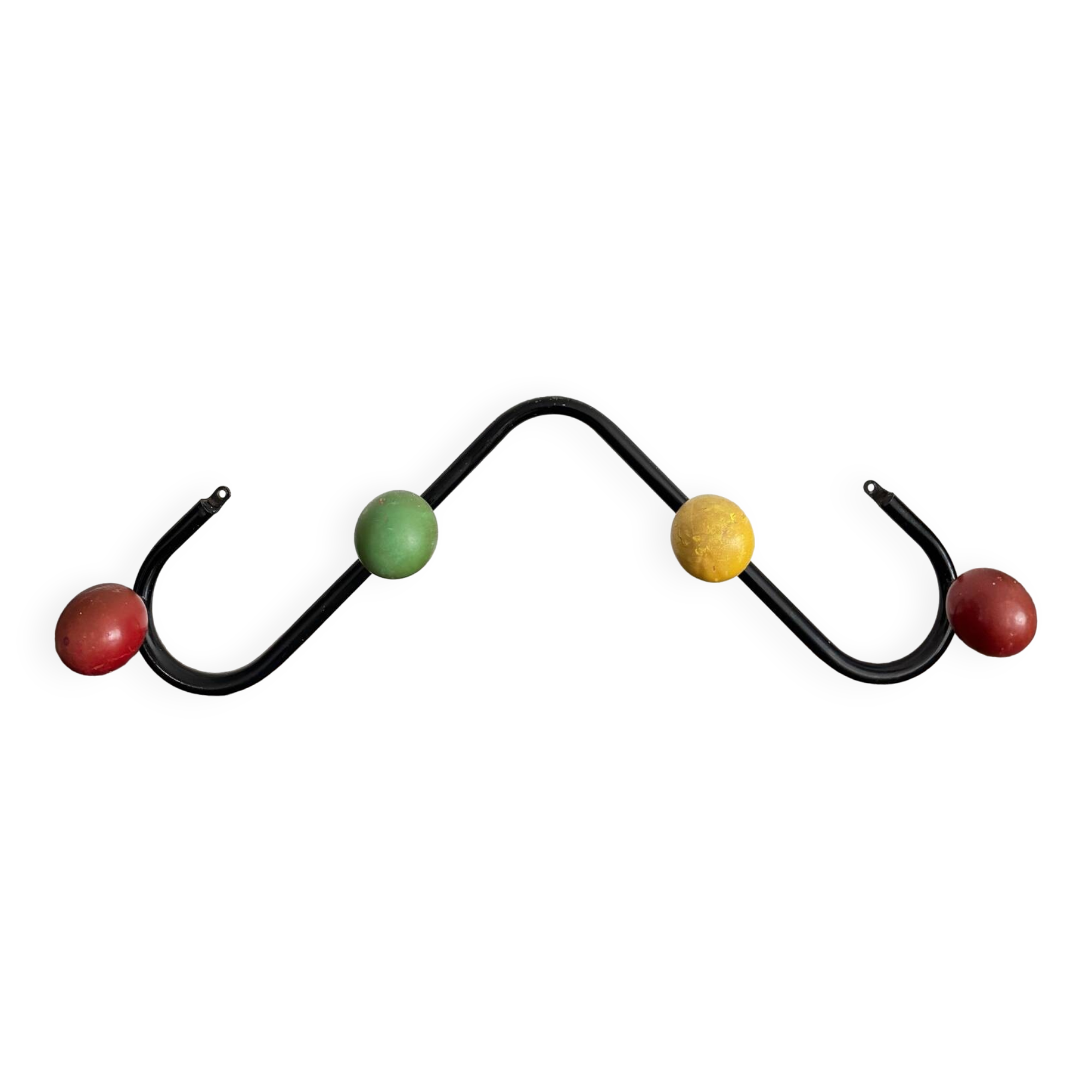 Wall coat rack with 4 wooden balls