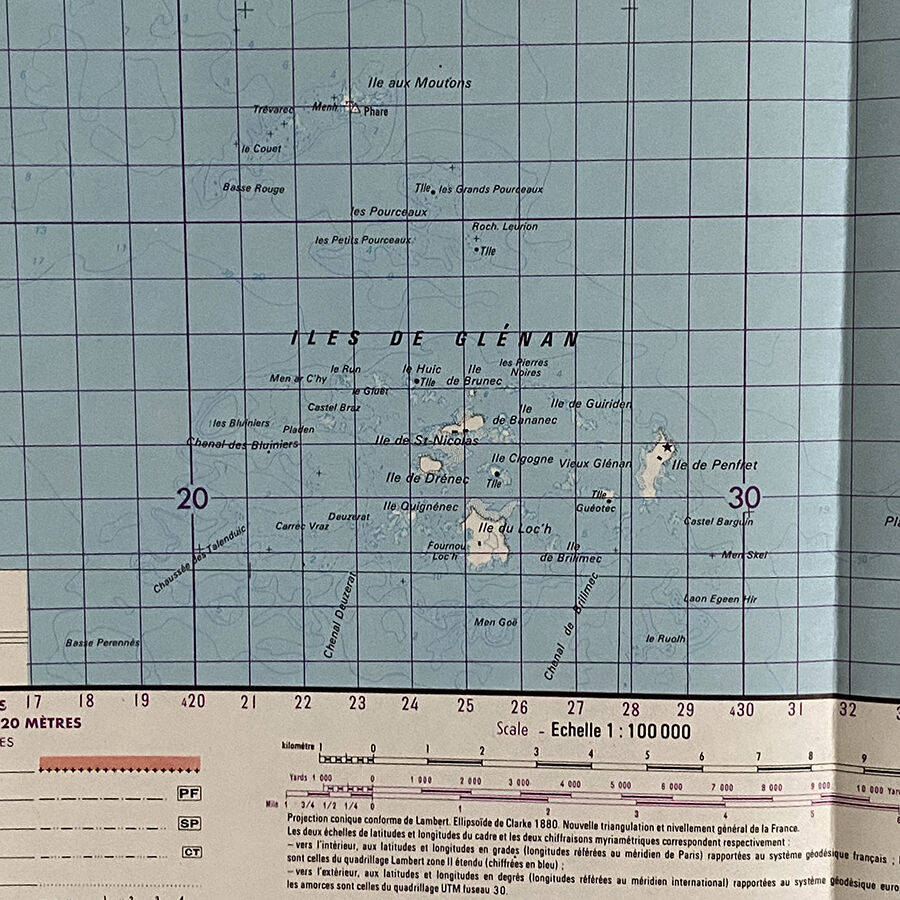 Map Quimper - Guilvinec - Concarneau - Les Glénans 1978