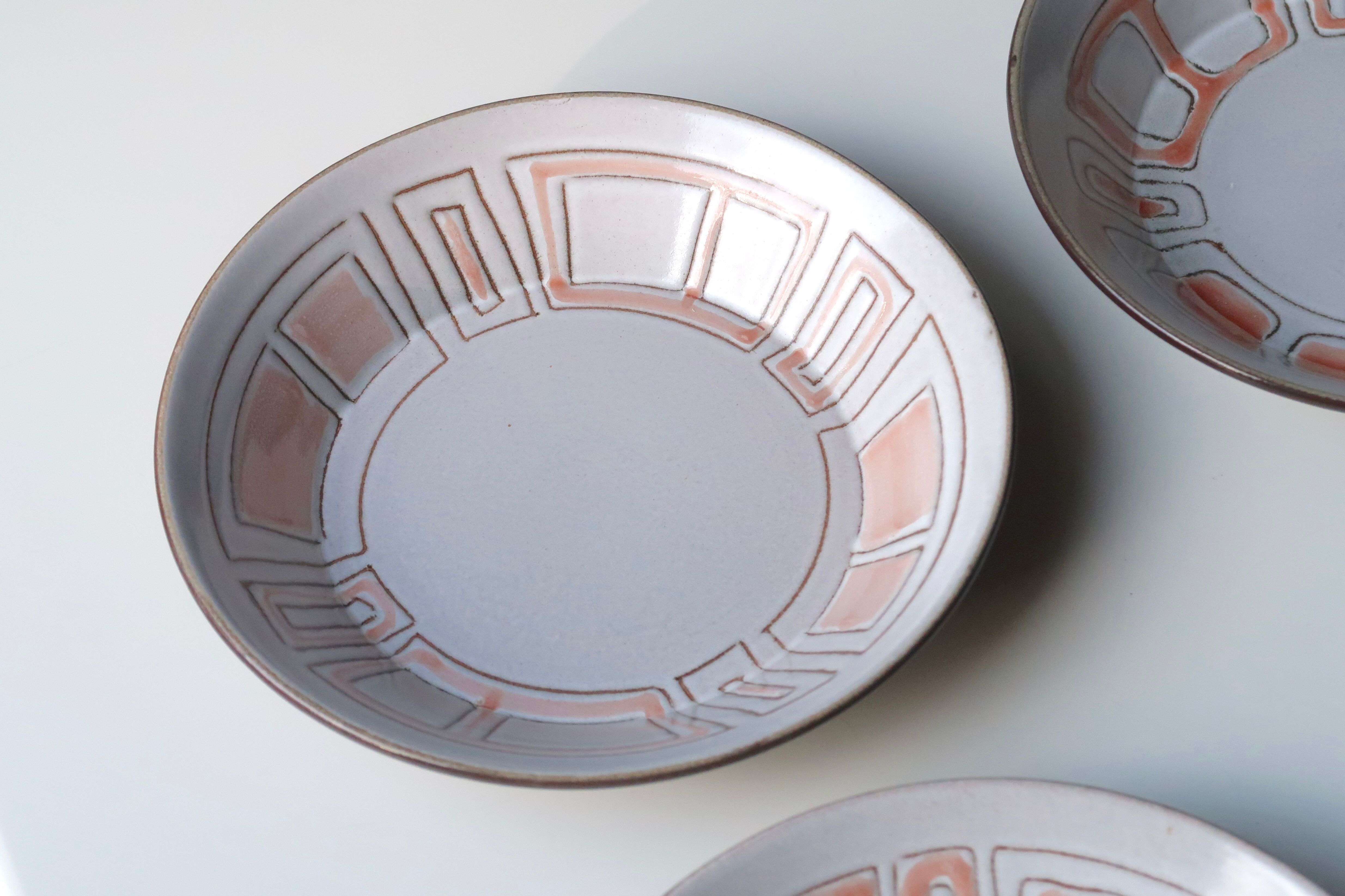 Six hollow plates "Maille" Niderviller, 60s