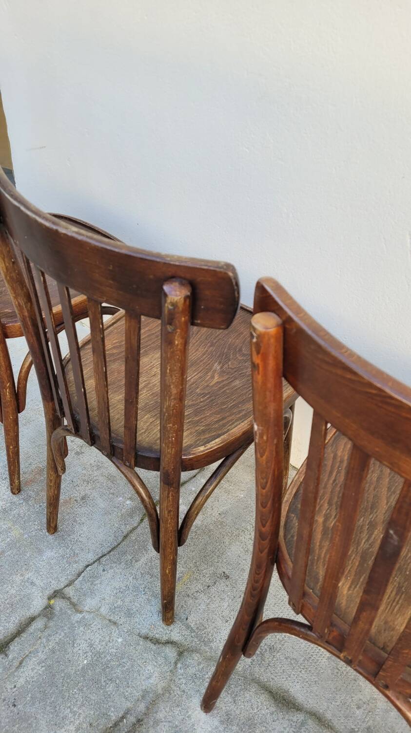 Set of 4 vintage Baumann style bistro restaurant chairs 1950s