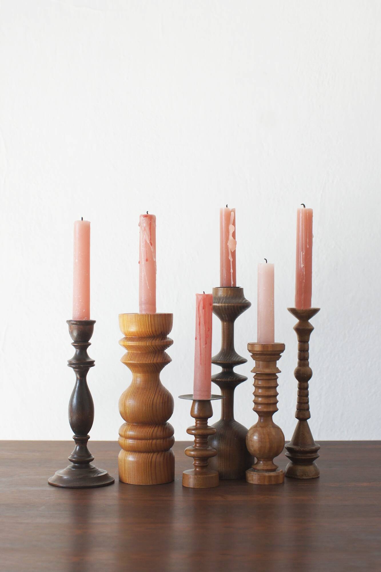 Bougeoirs scandinaves en bois, lot de 6